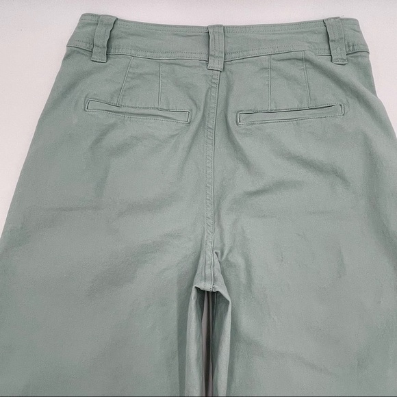 A New Day Mint Green High Waisted Culottes Cropped Wide Leg Pants Stetch Gaucho - Picture 9 of 12